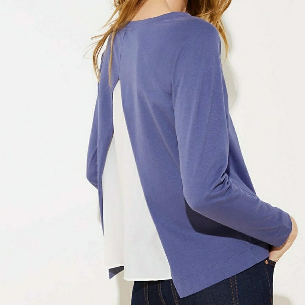 Petite split black mixed media sweatshirt